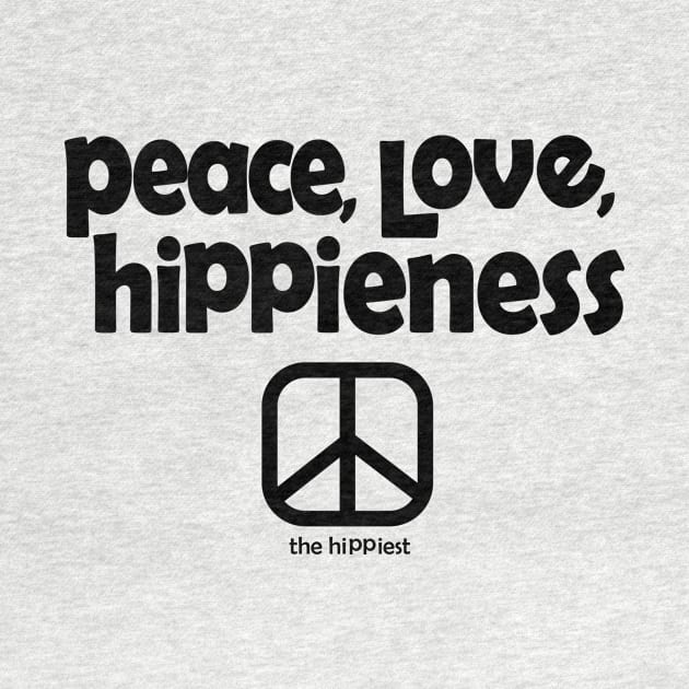 Peace, Love, Hippieness (Black Ink) by TheHippiest